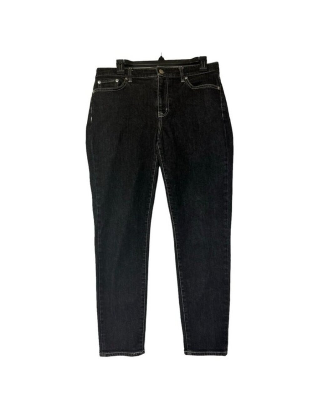 Lauren Ralph Lauren Black Skinny Jeans Mid Rise Copped Button Zip Size 10